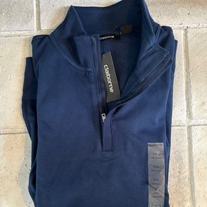 🎁NWT-  1/4 zip Claiborne Navy100% cotton XXL pullover
